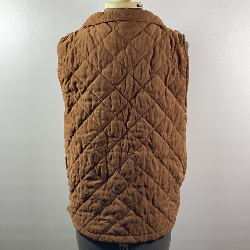 Umgee Vest Women Size M Brown Sleeveless Quilted Zip Front Collar - Picture 6 of 9